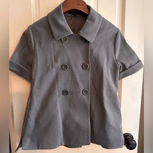 Ladies Theory Vintage Short Sleeve Double Breasted Cotton Blend Swing Blazer